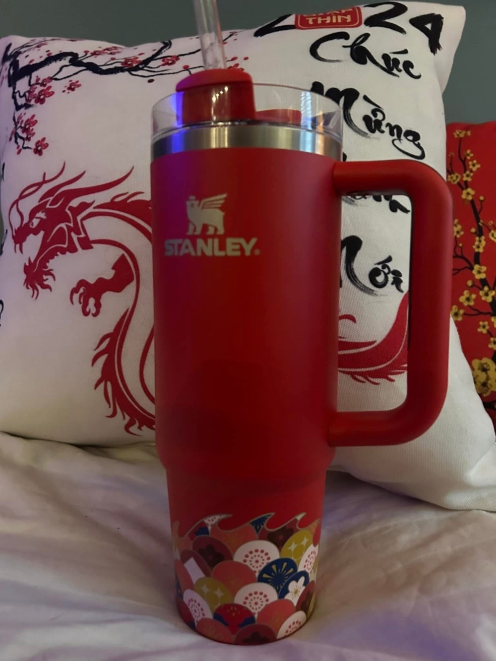 Stanley 40oz Quencher Red Floral Limited Edition Tumbler
